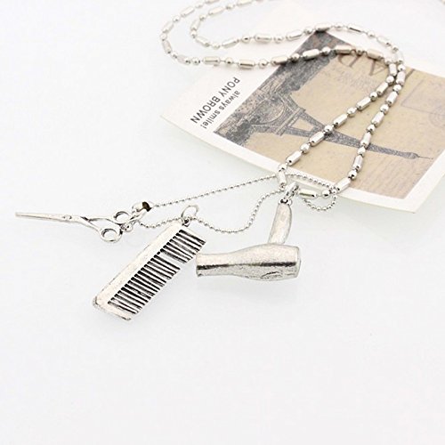 Merssavo Secador de Pelo / Tijeras / Peine Cuelgan Collar Colgante Tijeras Joyería Barbero Regalo