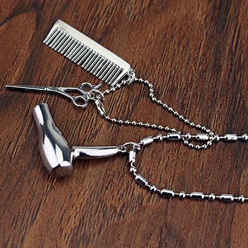 Merssavo Secador de Pelo / Tijeras / Peine Cuelgan Collar Colgante Tijeras Joyería Barbero Regalo