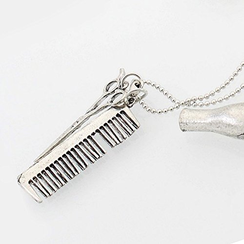 Merssavo Secador de Pelo / Tijeras / Peine Cuelgan Collar Colgante Tijeras Joyería Barbero Regalo