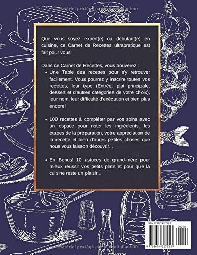 MES RECETTES: Cahier de Recettes à remplir| Carnet de Recettes Format A4 | & 10 trucs de Grand-Mère en Cuisine