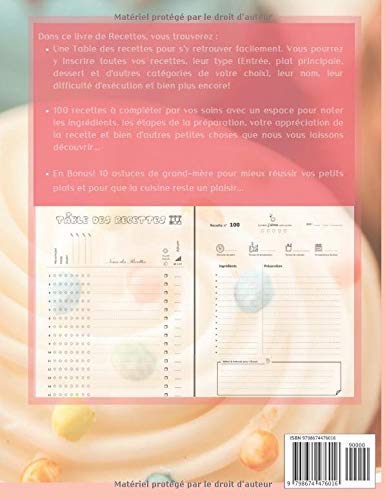 MES RECETTES: Cahier de Recettes à remplir | Carnet de Recettes Format A4
