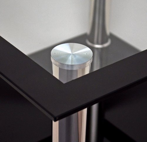 Mesa Auxiliar de Cristal, Mesa Cuadrada, Mesa para sofá en Acero Inoxidable, Vidrio Templado de 8 mm, Color Negro