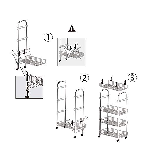 Metaltex Copper- Carro multiuso con ruedas, Dorado, 4 Cestos