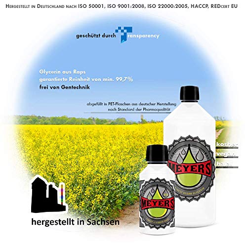 Meyer's glicerina vegetal | calidad farmacéutica, 99,7% pureza (250ml) | perfecto para el uso dómestico