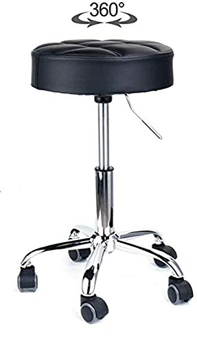 MEYLEE Taburete Redondo Giratorio con Ruedas Sin Respaldo Taburete De Bar De Elevación De Pie para Trabajo Salón De Belleza Salón De Belleza Estudio De Tatuajes