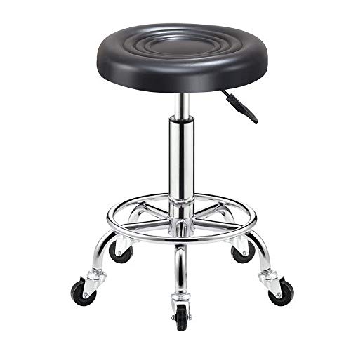MEYLEE Taburete Redondo Giratorio con Ruedas Sin Respaldo Taburete De Bar De Elevación De Pie para Trabajo Salón De Belleza Salón De Belleza Estudio De Tatuajes