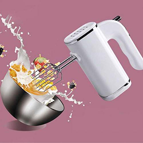 Mezclador De Mano 200W De Potencia, 5 Velocidades Cocina De Acero Inoxidable De Doble Palillo De Acero Inoxidable Batidor, Para Hornear El Pastel De Crema De Huevo Alimentos Batidor,Blanco