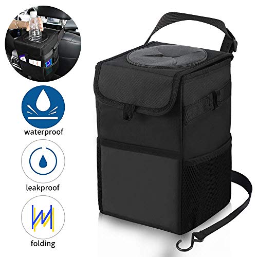 MGDAM Bote de Basura para el automóvil, Bolsa de Almacenamiento Plegable, Adecuado para Auto/SUV/camión/Mini camión/autopartes de Tela Oxford portátiles, 100% Impermeable, a Prueba de Fugas.