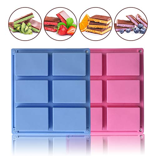 MHwan molde de jabón de silicona rectangular, Moldes de silicona para jabón, Moldes de silicona de silicona de grado alimenticio para pasteles de jabón hechos a mano, 2 piezas, 23.5x21.2x2.5cm