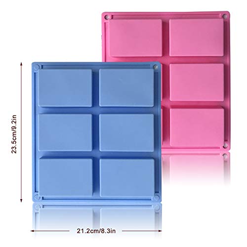 MHwan molde de jabón de silicona rectangular, Moldes de silicona para jabón, Moldes de silicona de silicona de grado alimenticio para pasteles de jabón hechos a mano, 2 piezas, 23.5x21.2x2.5cm
