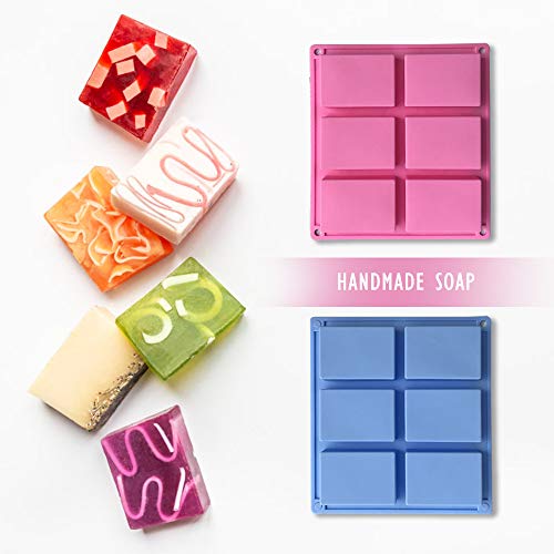 MHwan molde de jabón de silicona rectangular, Moldes de silicona para jabón, Moldes de silicona de silicona de grado alimenticio para pasteles de jabón hechos a mano, 2 piezas, 23.5x21.2x2.5cm