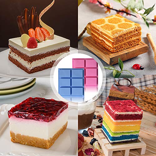 MHwan molde de jabón de silicona rectangular, Moldes de silicona para jabón, Moldes de silicona de silicona de grado alimenticio para pasteles de jabón hechos a mano, 2 piezas, 23.5x21.2x2.5cm