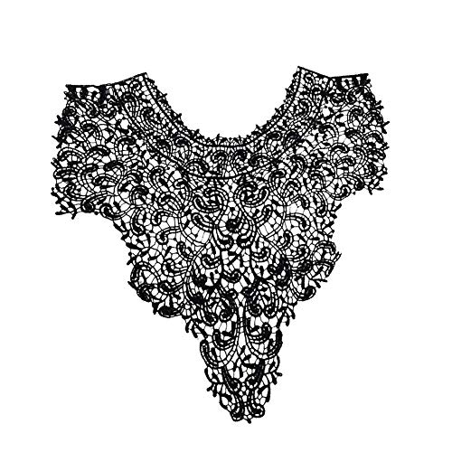 mi ji Joyería Collar Negro de Encaje Bordado Escote Venecia Apliques Bordado Coser Parches de Costura Accesorios Tela