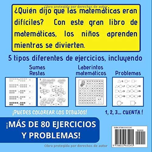 Mi Libro de Juegos XXL - MATEMÁTICAS: A partir de 5 años: libro de ejercicios de matemáticas para niños - educacion infantil, educacion primaria - ... y problemas con ilustraciones + SOLUCIONES