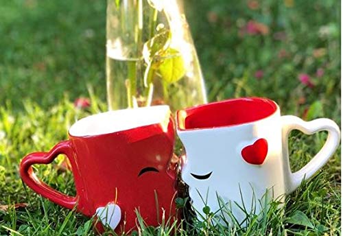 MIA Mio - Tazas de Café/Tazas de Besos Set/Regalo para Novios - Ceramica (Rojo)