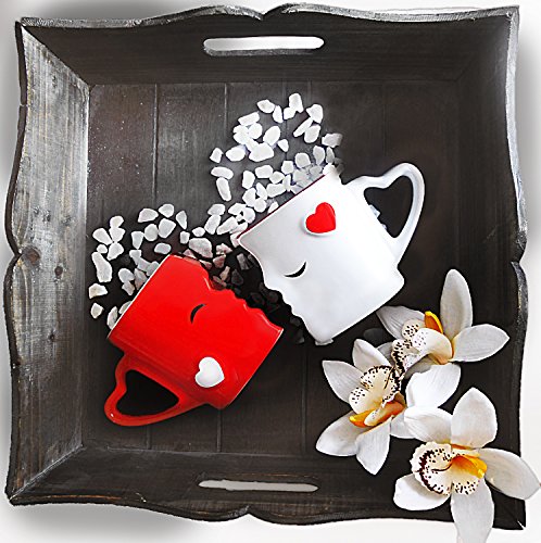 MIA Mio - Tazas de Café/Tazas de Besos Set/Regalo para Novios - Ceramica (Rojo)