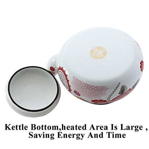 Miaoao Tetera de Acero esmaltado,Cafetera,for quemadores, Diseño clásico Retro Pequeño (2,5 l) (Capacidad : 2.5L, Color : Rosa)