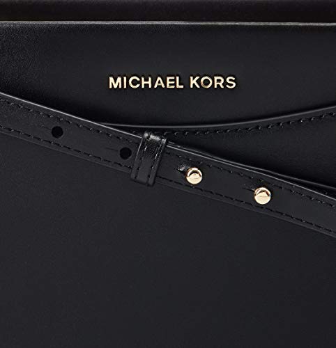 Michael Kors Shoulderbag, Bolso de Hombro Cuero Negro, S para Mujer, Black, Einheitsgröße