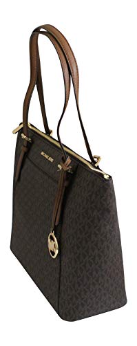 Michael Kors Women’s Ciara Large Top Zip PVC Leather Tote Shoulder Bag Brown