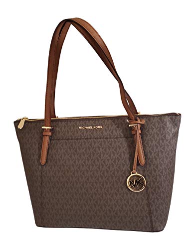 Michael Kors Women’s Ciara Large Top Zip PVC Leather Tote Shoulder Bag Brown