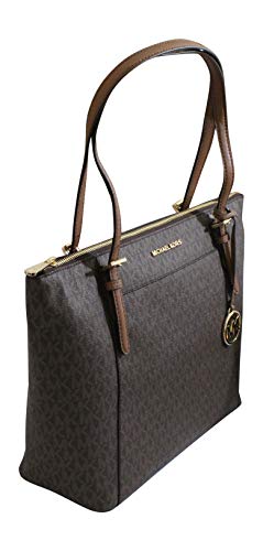 Michael Kors Women’s Ciara Large Top Zip PVC Leather Tote Shoulder Bag Brown