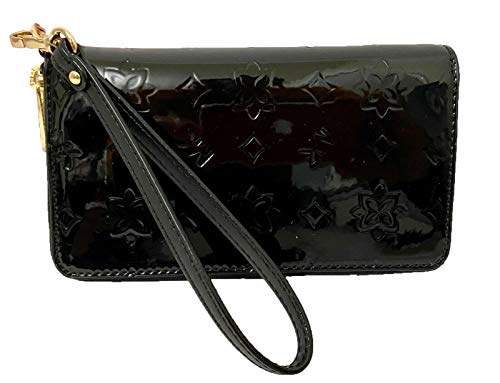 Michael Kors Women's Jet Set Travel Large Smartphone Wristlet (Black Patent Leather)