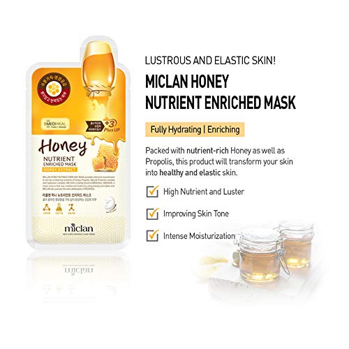 [Miclan] Honey Nutrient Enriched Mask 10pcs – (de Mediheal) Mascarilla para la piel llena de nutrientes hidratantes con miel y propóleos
