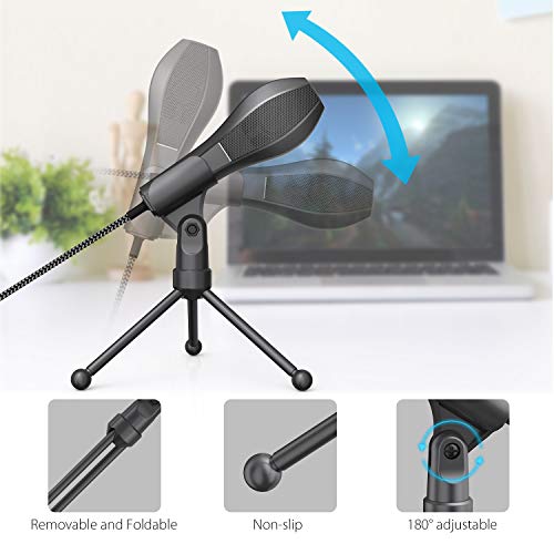 Micrófono de Condensador USB, ammoon con Cable MIC con Sobremesa Mini Trípode Soporte para PC Ordenador Portátil Jugar Juegos de Computadora Estudio Grabación en Línea Charla, etc