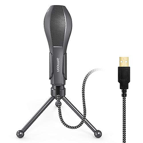 Micrófono de Condensador USB, ammoon con Cable MIC con Sobremesa Mini Trípode Soporte para PC Ordenador Portátil Jugar Juegos de Computadora Estudio Grabación en Línea Charla, etc