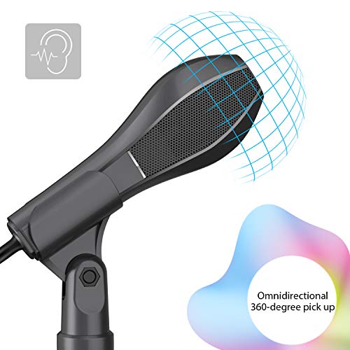 Micrófono de Condensador USB, ammoon con Cable MIC con Sobremesa Mini Trípode Soporte para PC Ordenador Portátil Jugar Juegos de Computadora Estudio Grabación en Línea Charla, etc