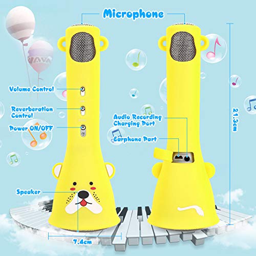 Micrófono Karaoke Bluetooth,Bear Bro Micrófono de Karaoke Máquina de canto de micrófono inalámbrico el mejor regalo cumpleaños Karaoke Machines