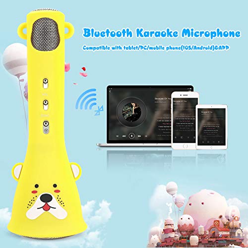 Micrófono Karaoke Bluetooth,Bear Bro Micrófono de Karaoke Máquina de canto de micrófono inalámbrico el mejor regalo cumpleaños Karaoke Machines