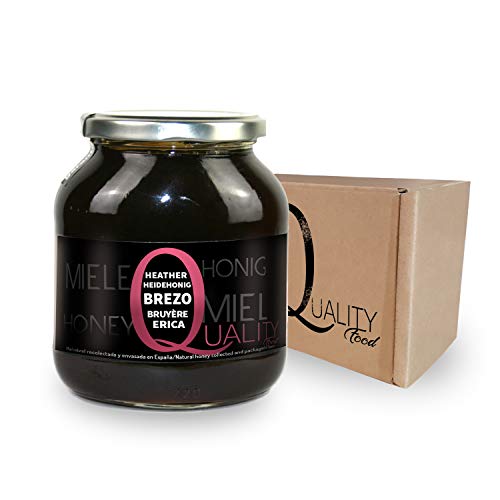 Miel pura de abeja 100%. Miel cruda de Brezo. 1 Kg. Producida en España. Sin pasteurizar ni calentar. Artesana de alta calidad. Tarro de cristal. Gran variedad de exquisitos sabores.