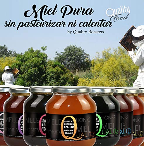 Miel pura de abeja 100%. Miel cruda de Brezo. 1 Kg. Producida en España. Sin pasteurizar ni calentar. Artesana de alta calidad. Tarro de cristal. Gran variedad de exquisitos sabores.