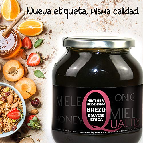 Miel pura de abeja 100%. Miel cruda de Brezo. 1 Kg. Producida en España. Sin pasteurizar ni calentar. Artesana de alta calidad. Tarro de cristal. Gran variedad de exquisitos sabores.