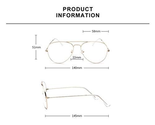 MIGOO Aviador Gafas con Filtro de luz Azul Metal Estilo Retro de los Años Sesenta Lente Transparente para Hombres Mujeres