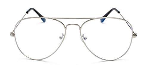 MIGOO Aviador Gafas con Filtro de luz Azul Metal Estilo Retro de los Años Sesenta Lente Transparente para Hombres Mujeres