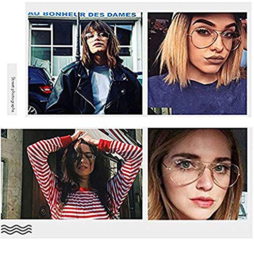 MIGOO Aviador Gafas con Filtro de luz Azul Metal Estilo Retro de los Años Sesenta Lente Transparente para Hombres Mujeres