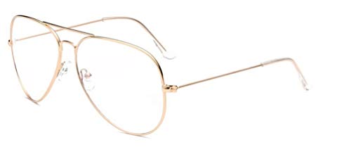 MIGOO Aviador Gafas con Filtro de luz Azul Metal Estilo Retro de los Años Sesenta Lente Transparente para Hombres Mujeres