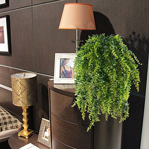 MIHOUNION 2pcs Planta Enredadera Artificial Exterior Interior Helecho de Boston Artificial Hiedra Plastico Yedra Decoracion Planta Artificial Colgante Verde para Maceta Terraza Pared Balcon Cesta