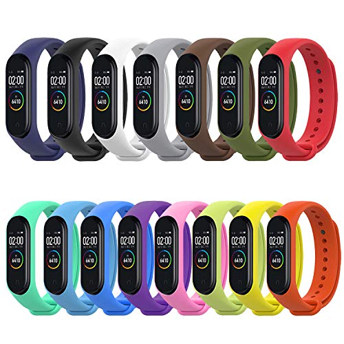 Mijobs Correas de Mi Band 4, Mi Band 3 Correa Bracelet,Wrist Strap Replacement Band para Mi Band 3/4 (15pcs Sets)