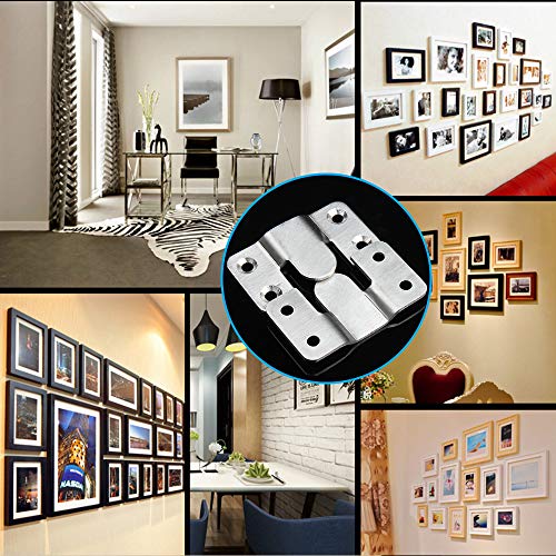 Mila-Amaz 6 Pares Colgadores para Cuadros Hidden Soporte Empotrado de Montaje Enclavamiento Soportes para Marco sofá foto