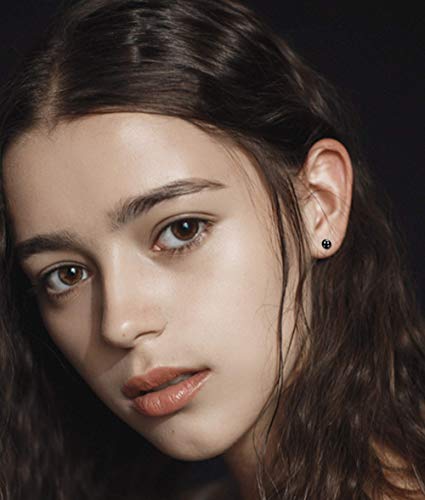 Milacolato 6-12Pairs Pendientes de Acero Inoxidable para Hombres Pendiente de Botón de CZ Pendientes de Stud de Bola Minúscula Pendientes de Cartílago Pendientes de Aro Sin Fin para Hombres Niños