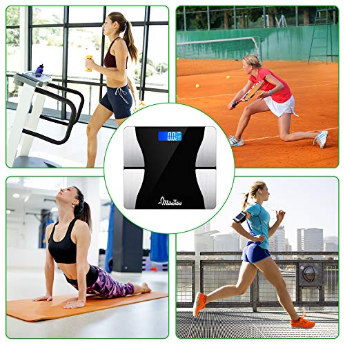 Milantia Báscula Inteligente Baño, Báscula de Baño Báscula de Bioimpedanecia 15 Medidas Esenciales BMI,LBM,Grasa 180kg Bluetooth 4.0. Android 4.3 IOS 7.0