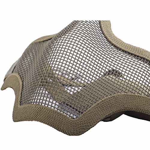 Militar-TLD Mascarilla protectora para airsoft (cinta elástica ajustable, rejilla metálica), color Tan Envio 24 horas