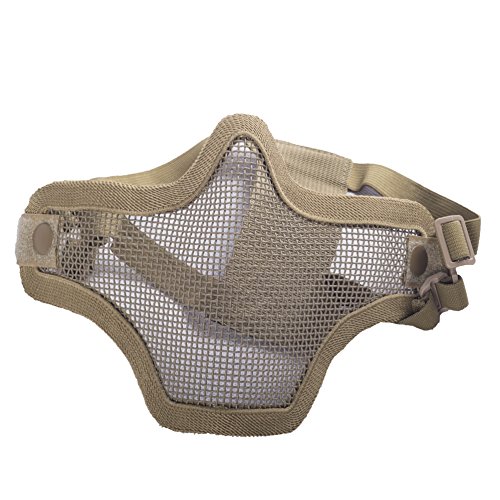 Militar-TLD Mascarilla protectora para airsoft (cinta elástica ajustable, rejilla metálica), color Tan Envio 24 horas