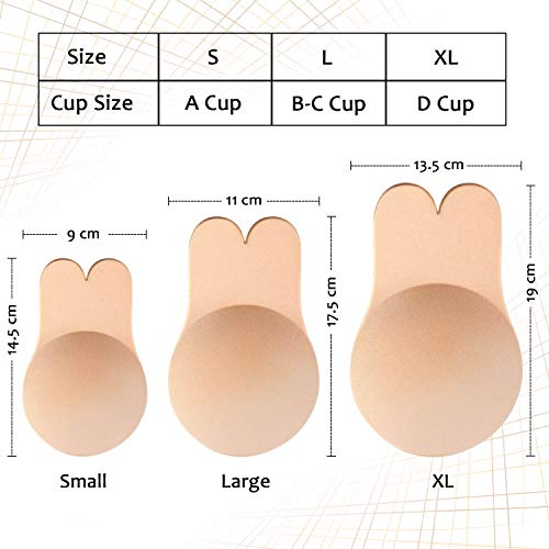 MIMEIMIAI Pezoneras Adhesivas, Sujetador Invisible Adhesivo Silicona Reutilizable para Mujer (Beige+Black (2 Pares), L (C/D Cup))