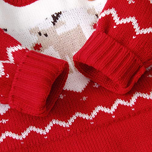 mimixiong Baby Sweater Romper Conjuntos de Mono de Reno de Navidad(Rojo,6-12 Meses)