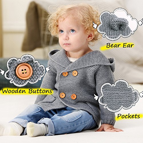 mimixiong Bebé niño de Abrigo Capa Chaqueta otoño Invierno Encapuchados Ropa Caliente(Gris,6-12 Meses)