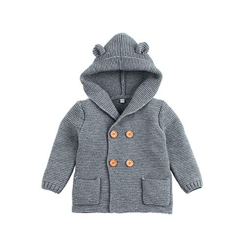 mimixiong Bebé niño de Abrigo Capa Chaqueta otoño Invierno Encapuchados Ropa Caliente(Gris,6-12 Meses)